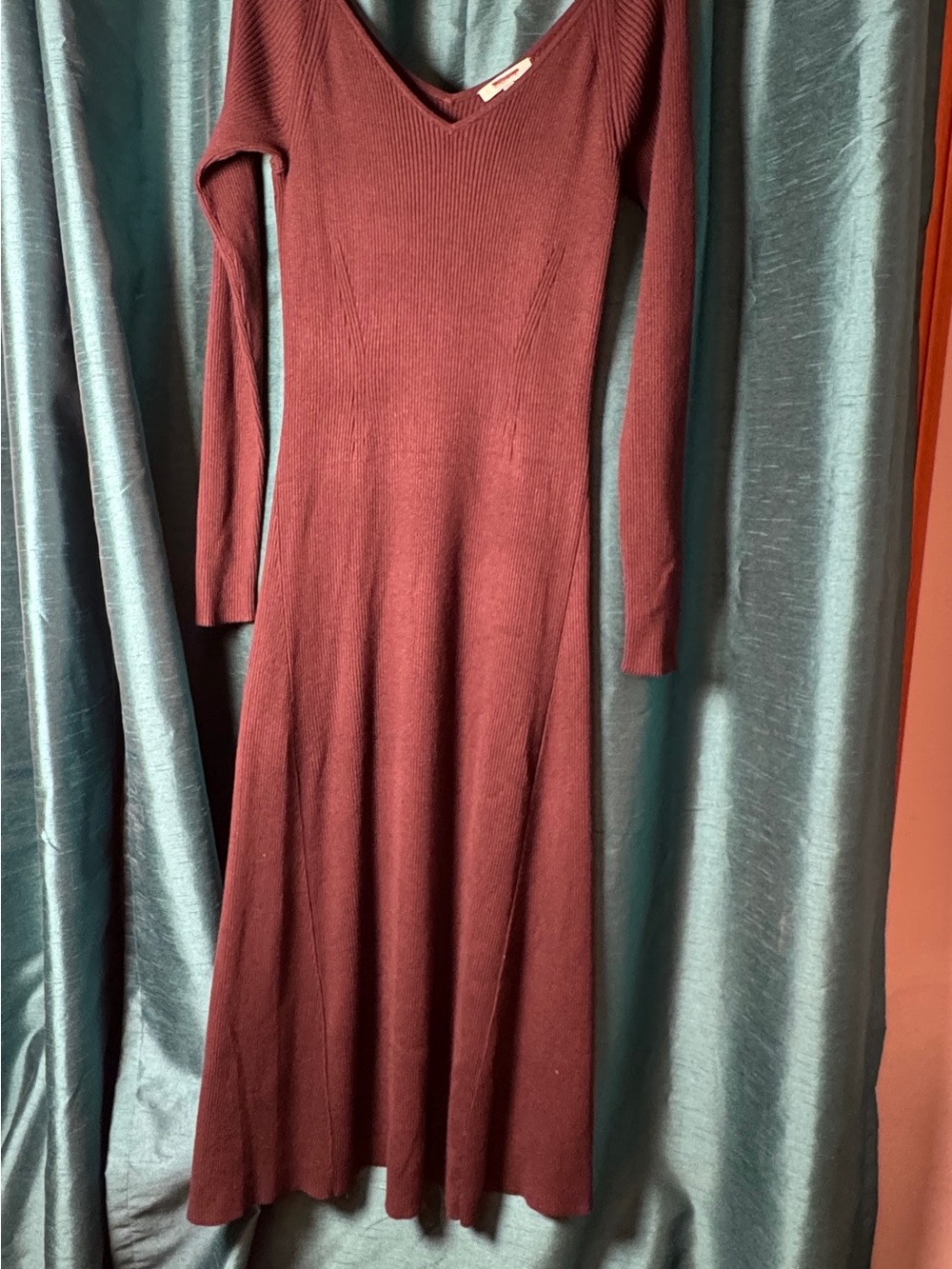Madewell espresso signature knit V-neck midi dress XL - Picture 2 of 9